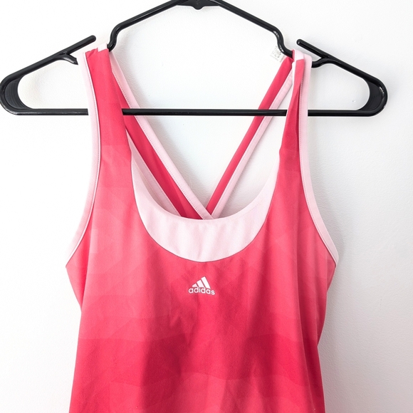 Adidas Women's Pink Performance Tank Top With Crossed Back ~ Size Medium - Picture 2 of 9